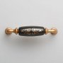 New Deco мебельная ручка-скоба 96 мм золото матовое и черная матовая керамика с золотым рисунком