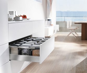 Ящик TANDEMBOX antaro с TIP-ON BLUMOTION (высота D 224, глубина 450 мм, вес ящика от 10 до 30 кг), крепление INSERTA, нержавеющая сталь