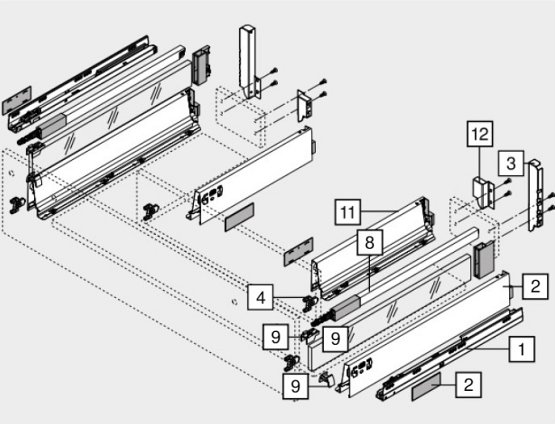 Ящик под мойку TANDEMBOX antaro (192х450), под саморезы, сер.