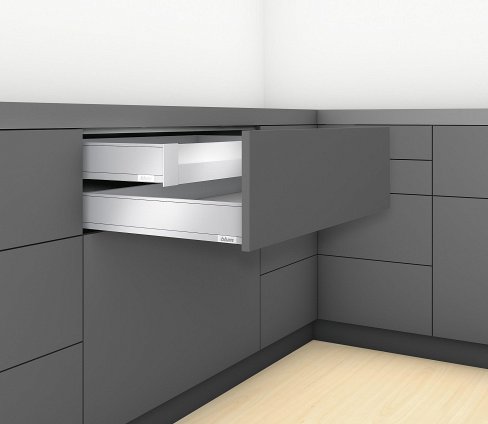 Внутренний ящик LEGRABOX pure TIP-ON BLUMOTION (высота M 90,5, глубина 500 мм, до 70 кг), под вставку, терра-черный
